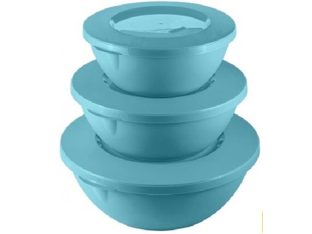 Набор мисок HELSINKI с крышками 3 шт (3л, 2л, 1л) голубой океан